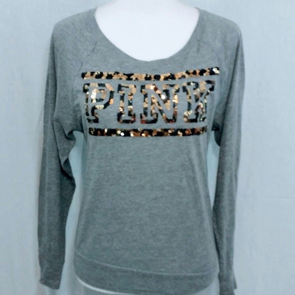 PINK Victoria's Secret Blinged Sequins Accent Long Sleeve Tops XS - Picture 3 of 5